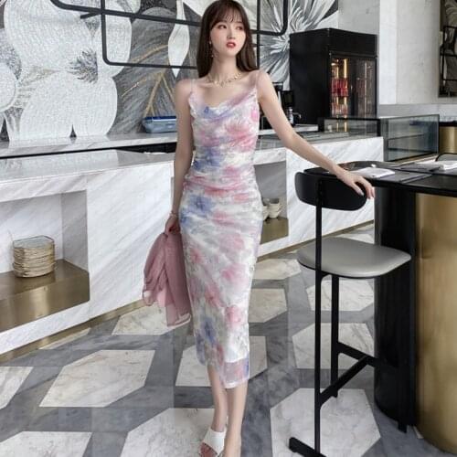 New arrival fashion summer long beach dress women OL temperament elegant sexy strap pleated print floral chiffon holiday dress