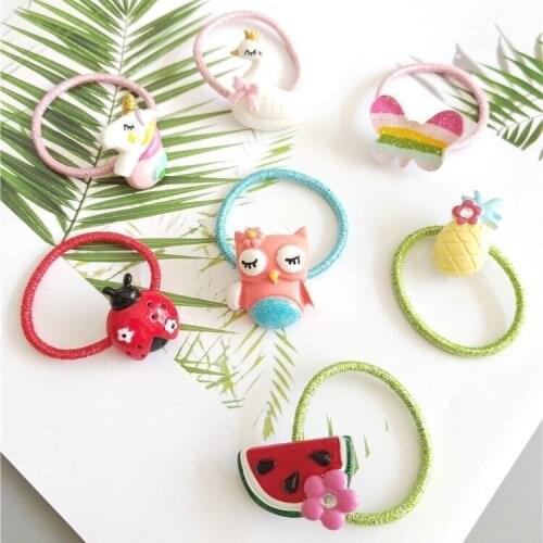 1PCS Cartoon Lovely Swan Butterfly Owl Princess Headwear Kids Elastic Hair Bands Baby Headdress Children Ropes Girls Accessories