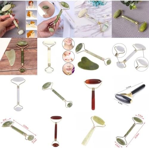 1PCS Natural Facial Beauty Massage Tool Jade Roller Face Thin Massager Relaxation Anti Wrinkle Health Care Tools 16 Style