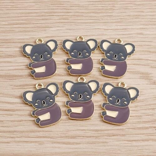 10pcs 21*21mm Enamel Koala Charms for Jewelry Finding Making Cute Design Animals Charms Pendants Necklaces Earrings DIY Handmade