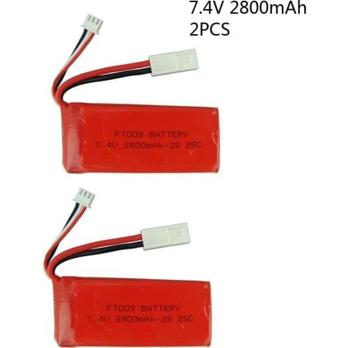 2pcs/lot 7.4V 2800mAh 25C FT009 for RC Yacht RC Airplane RC Car Rechargeable with SM/JST/EL 2P/T /SMALL TAMIYA Plug high quality