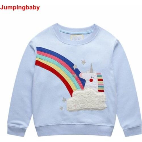 2019 Unicorn Girls Tops Rainbown Sweatshirt Girl T Shirt Kids Tshirt Autumn T-shirt Roupa Menina Camiseta Princesas Kid Clothes