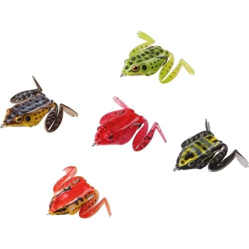 5pcs/Box Lifelike Imitation Frog Rubber Soft Bait Artificial 3D Eyes Sharp Hook Frog Lure Bait Soft Lures