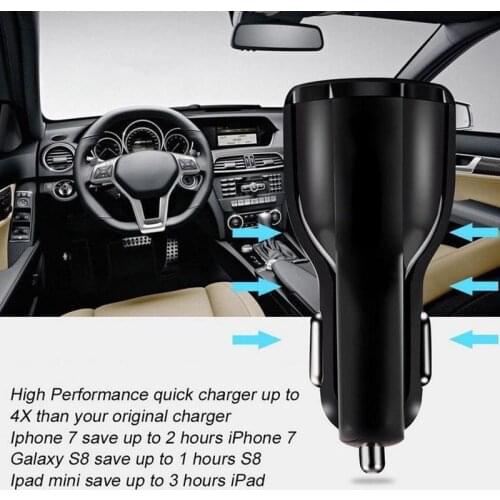 Car Charger 3.0 QC 3.0 Dual USB Car Charger Adapter for iPhone Micro USB Type C Cable Phone Chargers