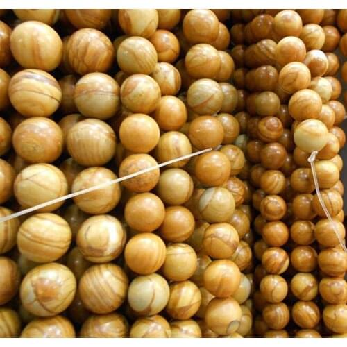 Hot Selling 4MM 6MM 8MM 10mm Natural Round Wood Stone Beads Pick Size 15"Diy For Jewelry Making