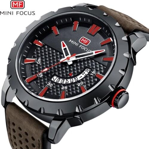 MINI FOCUS Mens Leather Brand Watch Top Sports Watch Waterproof Business Quartz Wristwatch Dress Male Clock Relogio Masculino