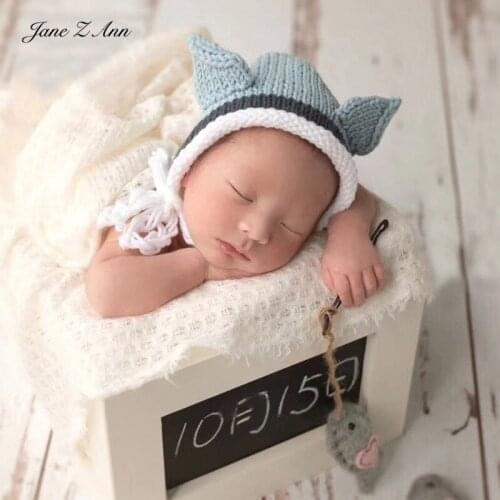 Jane Z Ann Handmade knitting cat ears color hat baby taking pictures studio shooting accessories