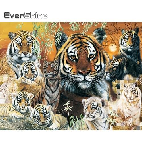 Evershine DIY Diamond Embroidery Animal Diamond Painting Tiger Full Square Round Rhinestones Mosaic New Arrival Decor For Home