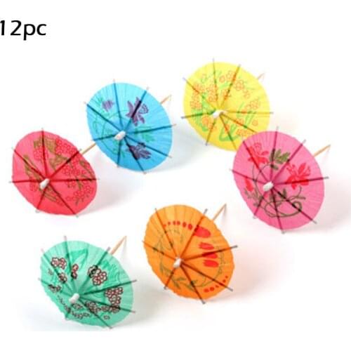 Hawaiian Umbrella Shape Cupcake Toppers DIY Cake Topper Fruit Toothpick Cocktail Decoration Wedding Birthday Party Supplies
