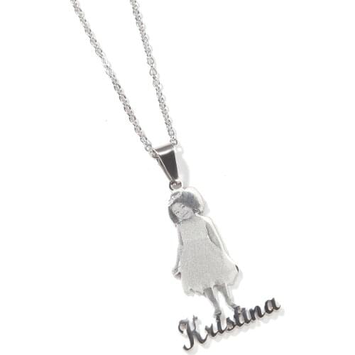 GUCY New Custom Figure and Names Stainless Steel Pendant Necklace Gold and Silver Color for women Jewelry Gift