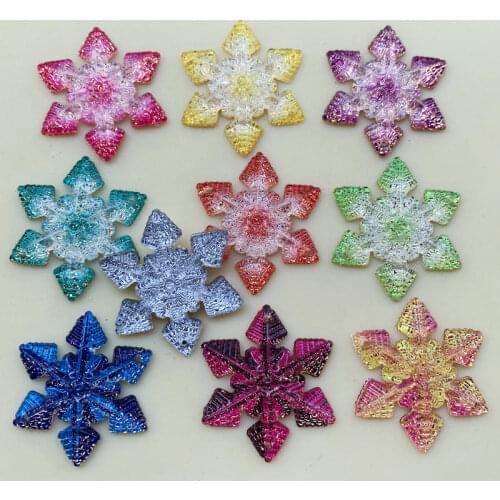 20pcs Crystal Christmas Snowflake Rhinestones Applique Flat Back Acrylic Stones Sewing Needlework Crystal Strass Beads 2Hole
