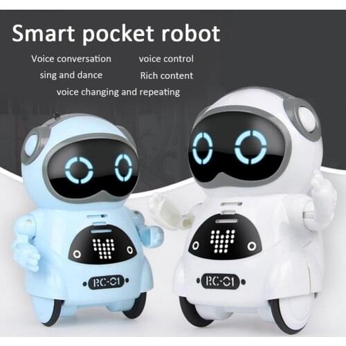 RC Pocket Robot Talking Interactive Dialogue Voice Recognition Record Singing Dancing Telling Story Mini RC Robot Toys Gift