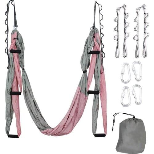 Yoga Swing Set 6 Handles Yoga Hammock Inversion Exercises with 2 Extensions Straps Hanging Yoga Sling Gym Flying Swing Trapeze