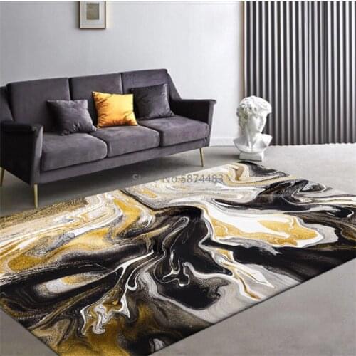 Carpets for Living Room Christmas Rug Abstract Yellow Dark Brown Marble Pattern Carpet Nordic Decoration Home Baby Floor Mat