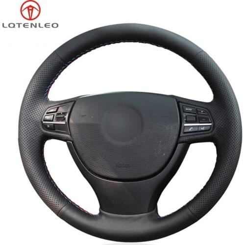 LQTENLEO Black Artificial Leather Car Steering Wheel Cover for BMW 523Li 525Li F10 F07 F11 730Li 740Li 750Li F01 F02 2009-2015
