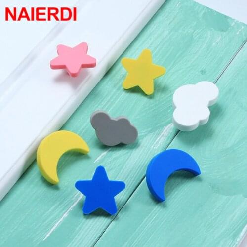 NAIERDI Moon Star Cartoon Furniture Handles Children Room Knobs Handles PVC Cloud Door Knob Kids Drawer Cabinet Pulls for kids