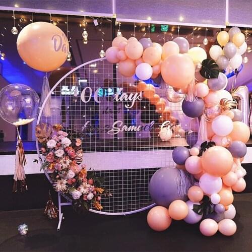 Metal Wedding Arch Party Backdrop Stand Round Grid Iron Arch Mesh Gold White Black Grid Geometry Shelf round backdrop stand
