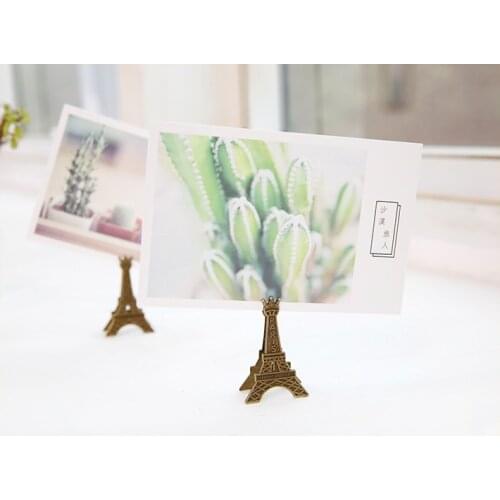 10pcs Vintage Paris Eiffel Tower Table number stand Metal Gift Clip Business Card Stand Photo Card Holder Memo Paper Message