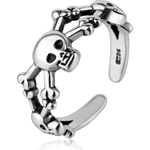 Fashion Punk Skull Opening Ring For Men Women Creative Hip Hop Mens Fashion Party Accessories Nightclub Jewelry Gift