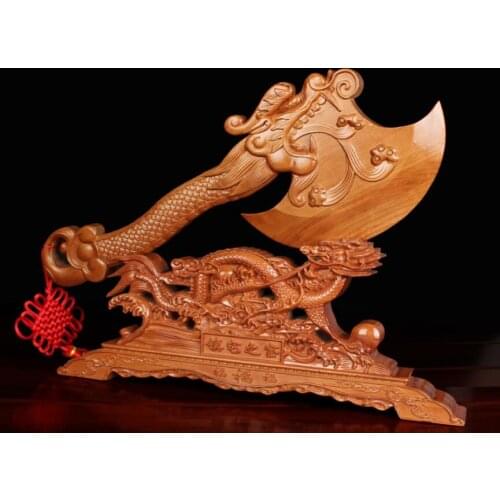 Momoki. dragon Peach axe Move things Jared dragon head Axe wood carving Get married Sitting Home Accessories