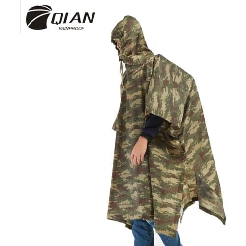 QIAN Impermeable Raincoats Women/Men Jungle Rain Poncho Backpack Camouflage Rain Coat Cycling Climbing Hiking Travel Rain Cover
