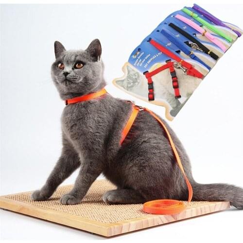 Cat Adjustable Leash Harness Set Nylon Pet Dog Halter Collars Kitten Puppy Traction Rope Belt Small Medium Cats Pets Products