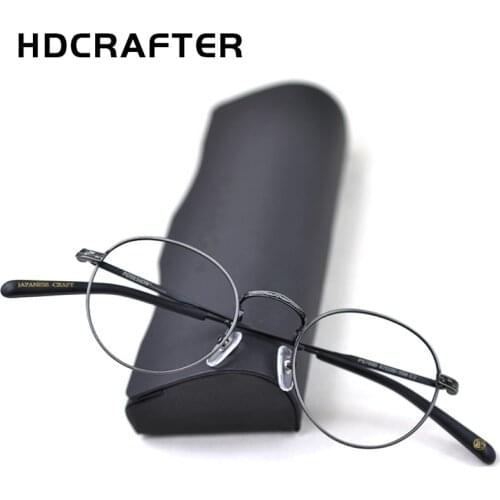 HDCRAFTER High Quality Titanium Round Frame Vintage Men Women Small Face Prescription Glasses Frame Eyeglasses Myopia Oculos