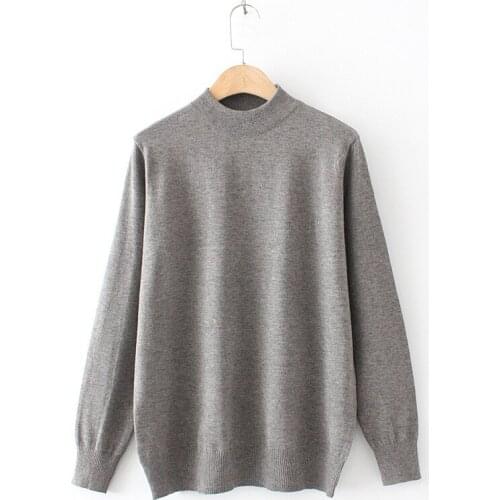 Autumn Sweater For Woman Loose Mock Neck Pullover Women Solid Color womens Knitted Sweater Thin Jumper Womens Oversize Sweater
