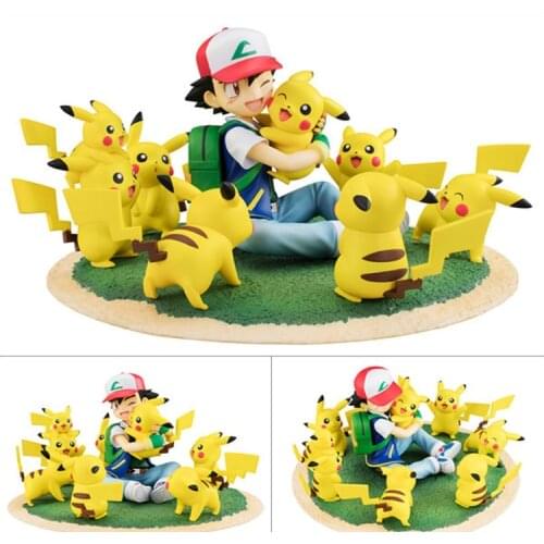 Pokemon Ash Ketchum Pikachu Scene PVC Action Figure Pokemon Anime Ketchum Pikachu Diorama Figurine Toys