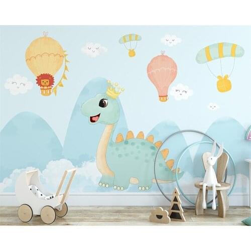 Custom wallpaper modern hand-painted animal hot air balloon childrens room girl bedroom cartoon 3d wallpaper papier peint