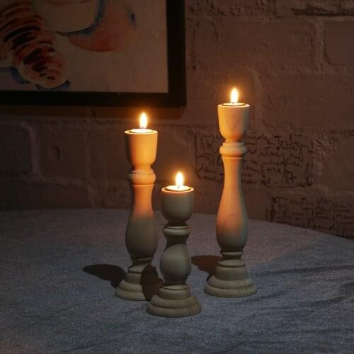 Possiblenew Decorative Wooden Candlesticks