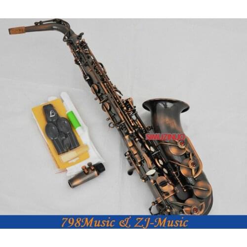 Professional Red Antique Alto Saxophone Sax High F# Engraving With Case