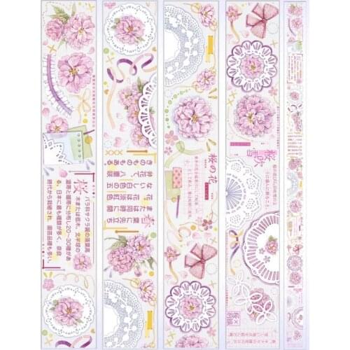 Lovely Pink Flower Lace Clear PET Tape for Card Making Bullet Journal DIY Scrapbooking Label Sticker