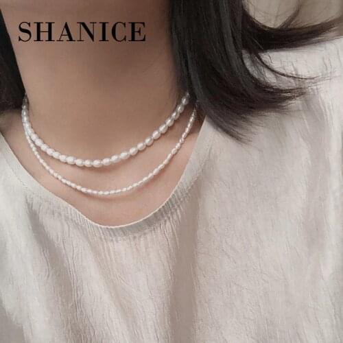 SHANICE tinny 4*5mm 100% real. 925 Sterling Silver Natural Pearl SMALL Irregular Pearl Clavivle choker Necklace jewelry