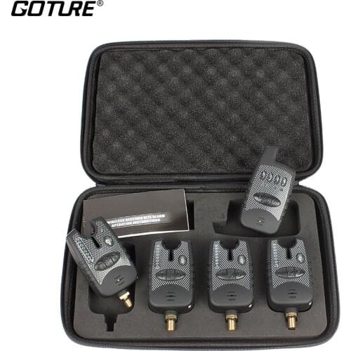 Goture 4+1 Set JY-37 Fishing Alarm Carp Fish Bite Alarm Wireless Receiver Sensitivity Sound Alert Eletronic Bite-alarms