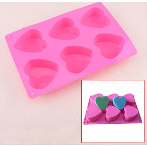 LETAOSK 6 Cavity Heart Shape Silicone Cake Cupcake Baking Mould For DIY Handmade Craft Cube Forms
