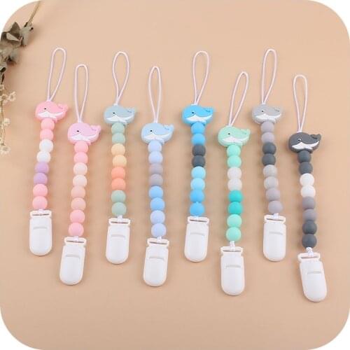 Baby Pacifier Clips Holder BPA Free Silicone Teether Toys Dummy Pendant For Nipple Holder Pacifier Chain Newborn Teething Toys