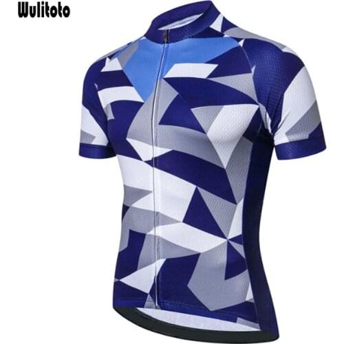 WULITOTO sport blue Short Sleeve MTB Quick dry Cycling Jersey For Men