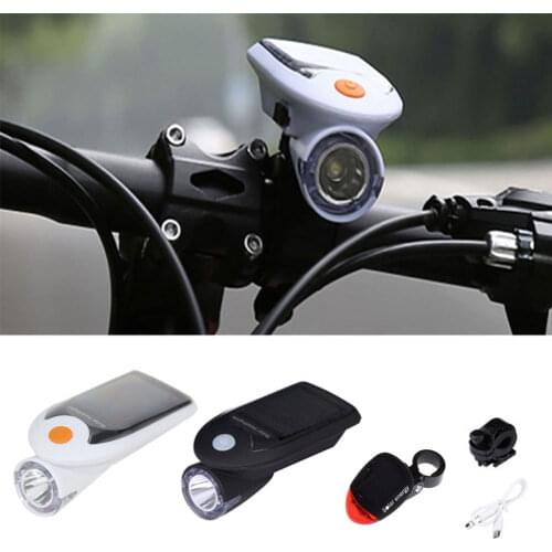 Bicycle Accessories High Brightness Bikes Headlight and Taillight Set Waterproof Solar-Powered Bike Lights 4 Lighting Modes