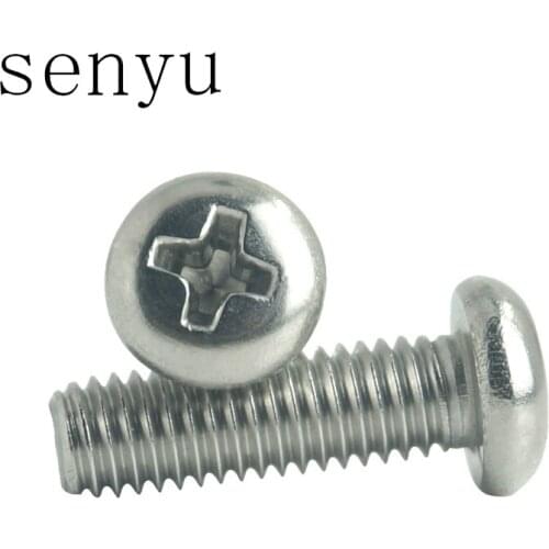 Luchang free shipping 50Pcs M3 M4 Stainless Steel Phillips Screws Cross Round Head M3 Screw Bolts Nuts Fasteners Hardware Tools