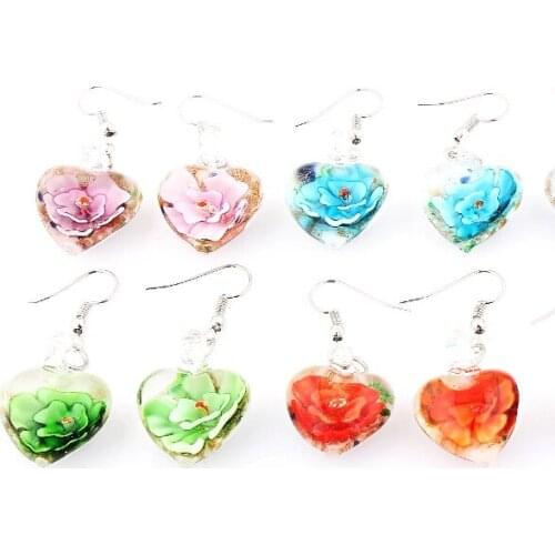 Yingwu Promote Women handmade Murano Lampwork Glass Mixed Color White snacks Charms Beauty Earring 18pairs Wholesale Lot