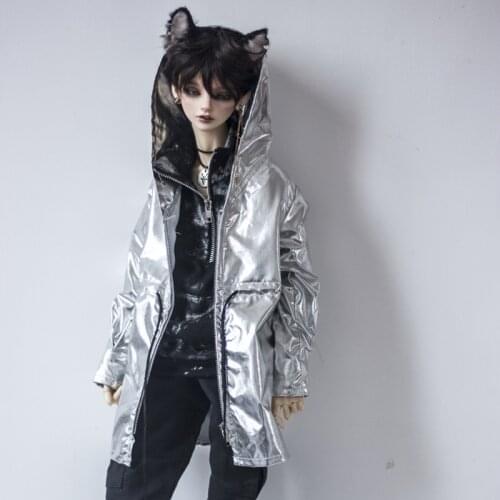G10-349 1/4 1/3 Uncle SSDF POPO68 SD BJD MSD doll clothes Silver glitter drawstring zip hooded cardigan 1pcs