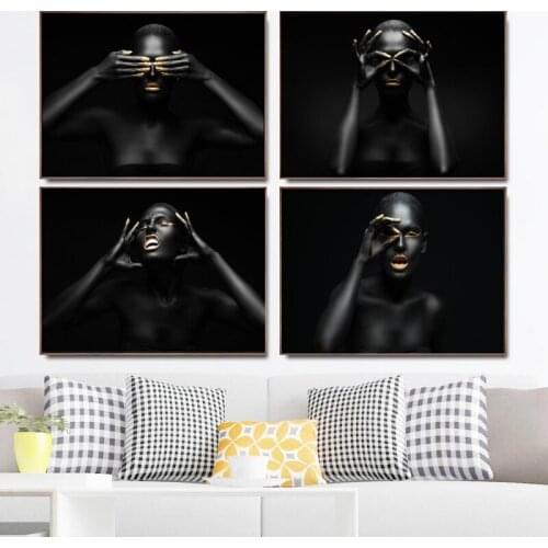 Black Nude African Woman Paintings on Canvas Scandinavian Wall Pictures Posters and Prints for Living Room Wall Decor No Frame