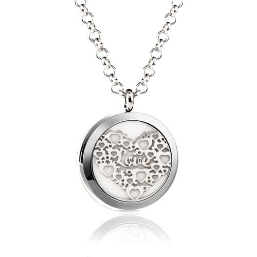1PC Stainless Steel Aromatherapy Diffuser Necklace Perfume Locket Pendant Essential Oil Scent Locket Necklace For Women