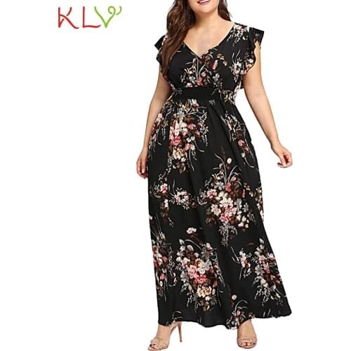 Dress Women Elegant Chiffon Floral Print Casual Summer Maxi Dress Boho Party Night Dress 2019 Plus Size Vestidos Robe Femme 19My
