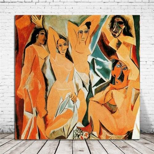 Pabloes Picassos Avignon Girls Canvas Painting Print Living Room Home Decoration Modern Wall Art Oil Painting Poster Pictures HD
