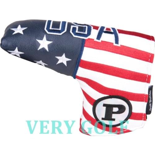 1pc USA Stars & Strips Embroidery Golf Blade Putter Head Cover Golf Club Putter Headcover with Magnet Closure