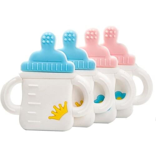 Cute-Idea 1pc silicone beads baby feeding bottle Food Grade teether chewing soft saft pacifier teething handmade pendant chain