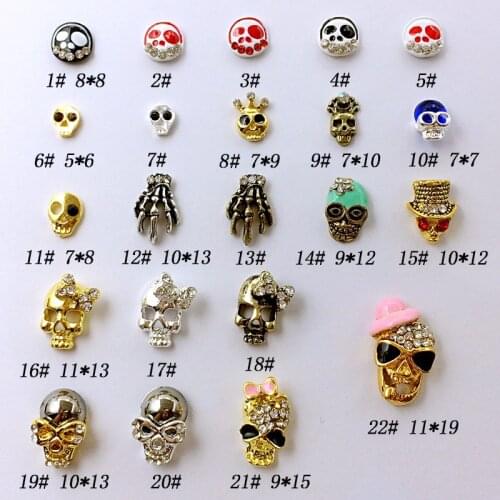 10pcs/bag Japan 3D Nail Deco Metal Alloy Fancy Style with Glitter Crystal Halloween Nail Parts DIY Charm Nail Tools Supplies