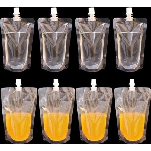 10pcs Concealable And Reusable Liquor Pouches flask Stand up Spout Beverage Packaging Bags Fruit Milk Juice Bag